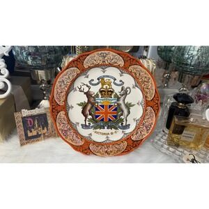 1911 Wedgwood Etruria Dominion of  VICTORIA B.C‎ 10" Plate Hand Painted Orange